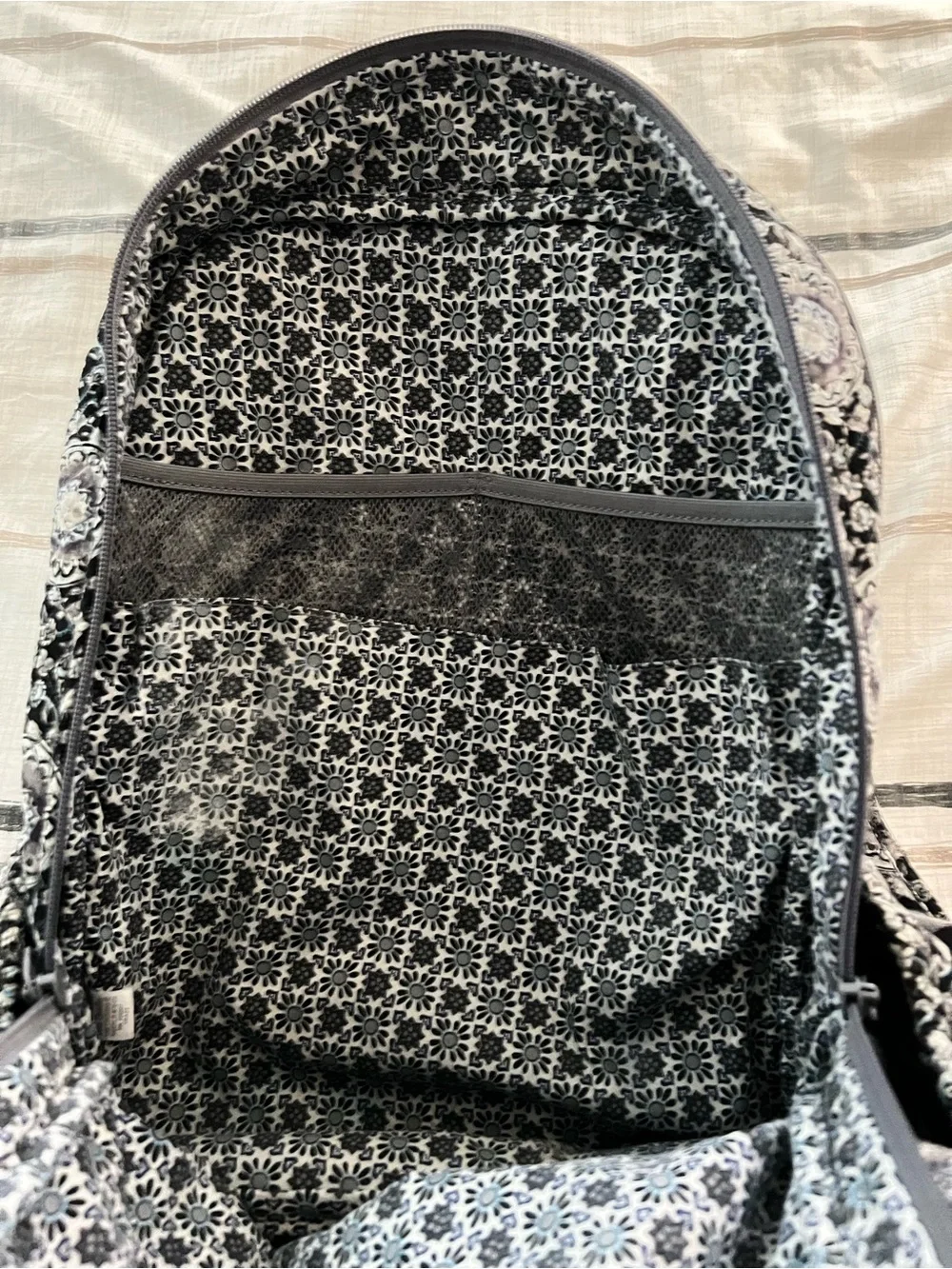 Vera Bradley Black and Gray Medallion Quilted Backpack